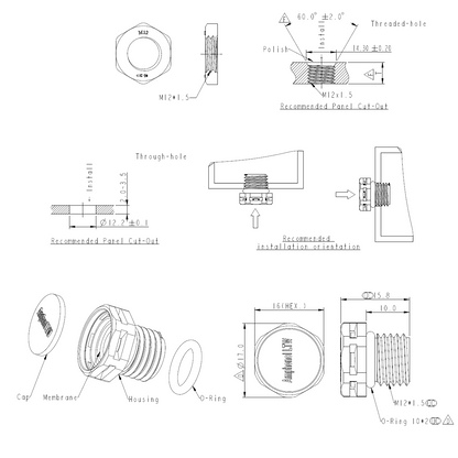 Amphenol Enclosure Vent VENT-PS1YBK-N8001