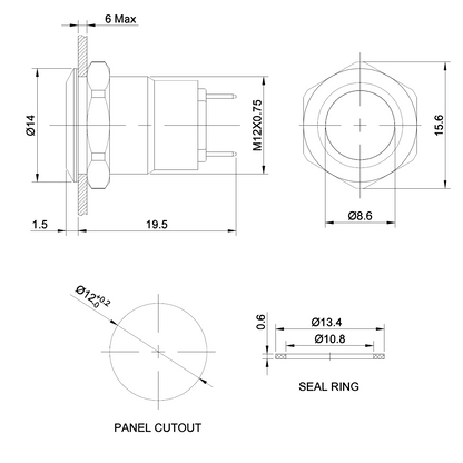Panel-Mount Switch for WisBlock, IP67 Waterproof, JST Connectors